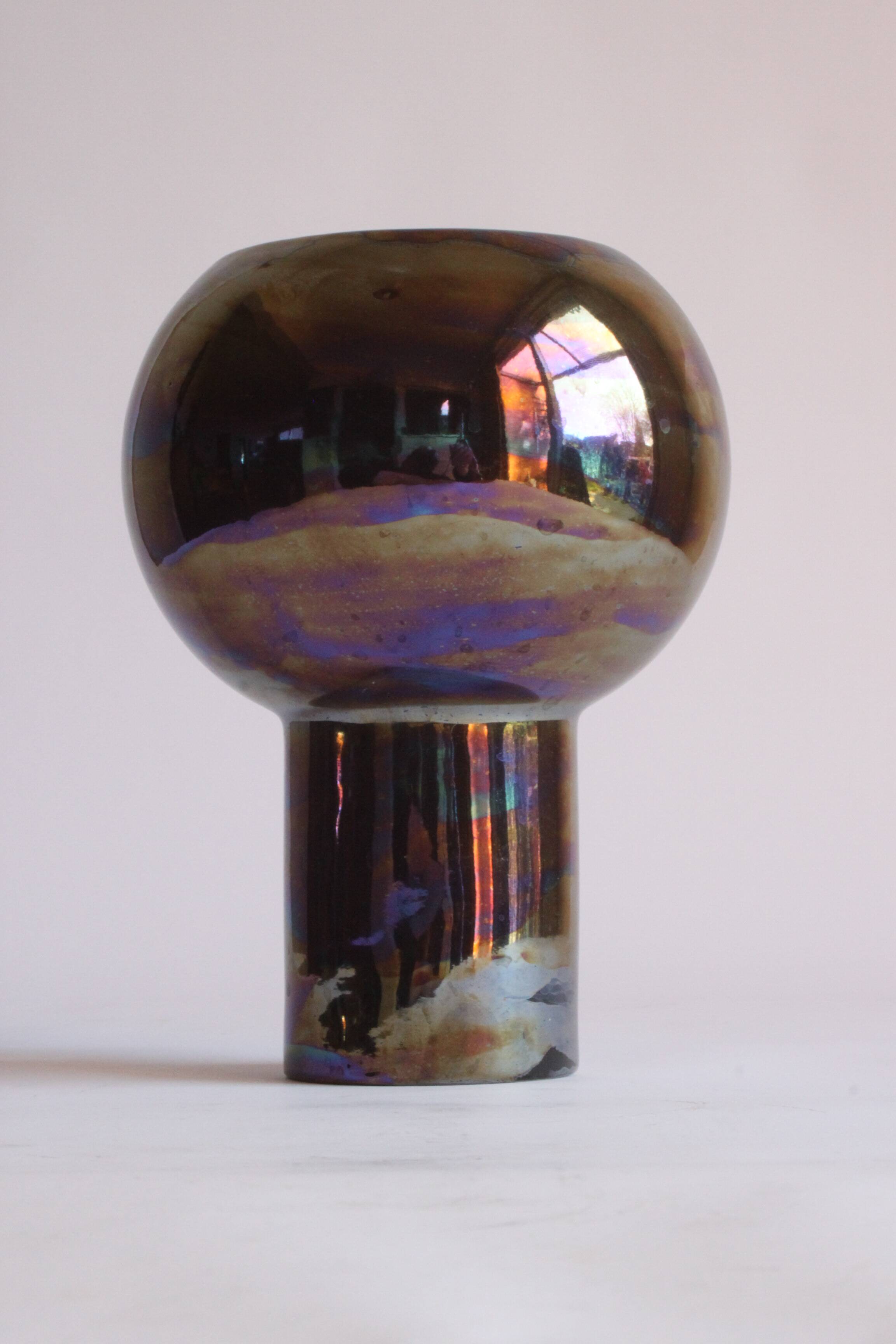 Metallic glaze ceramic vase, 1980s