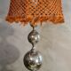large nickel-plated lamp 1970 macramé lampshade 87x40, very beautiful