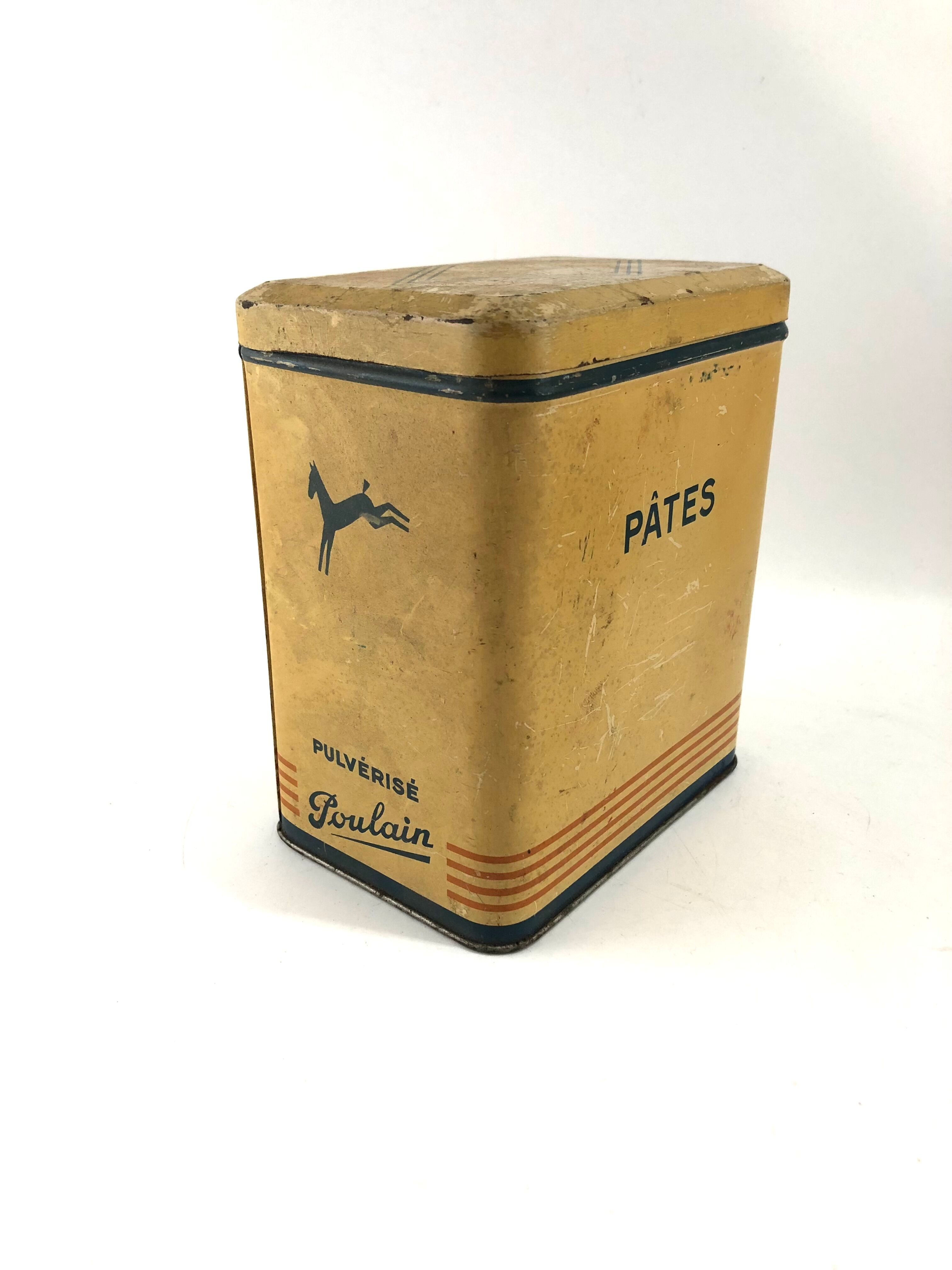 Old advertising metal box Chocolate Foal sprayed