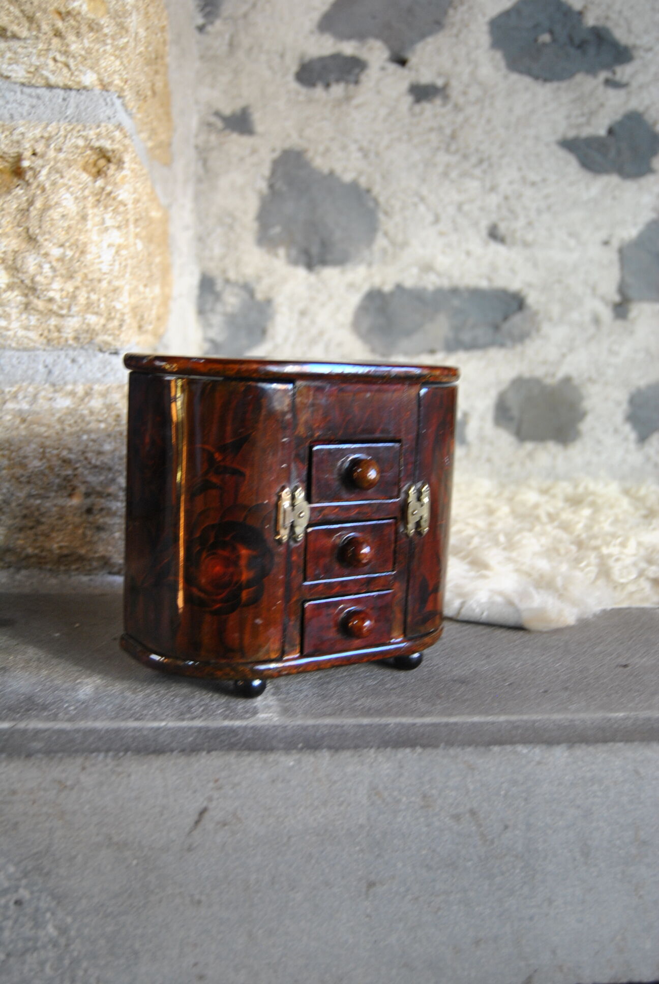 Woodworker's jewelry box mahogany tint 70s/80s