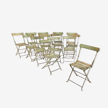 Ensemble de 14 chaises de jardin bistrot vintage