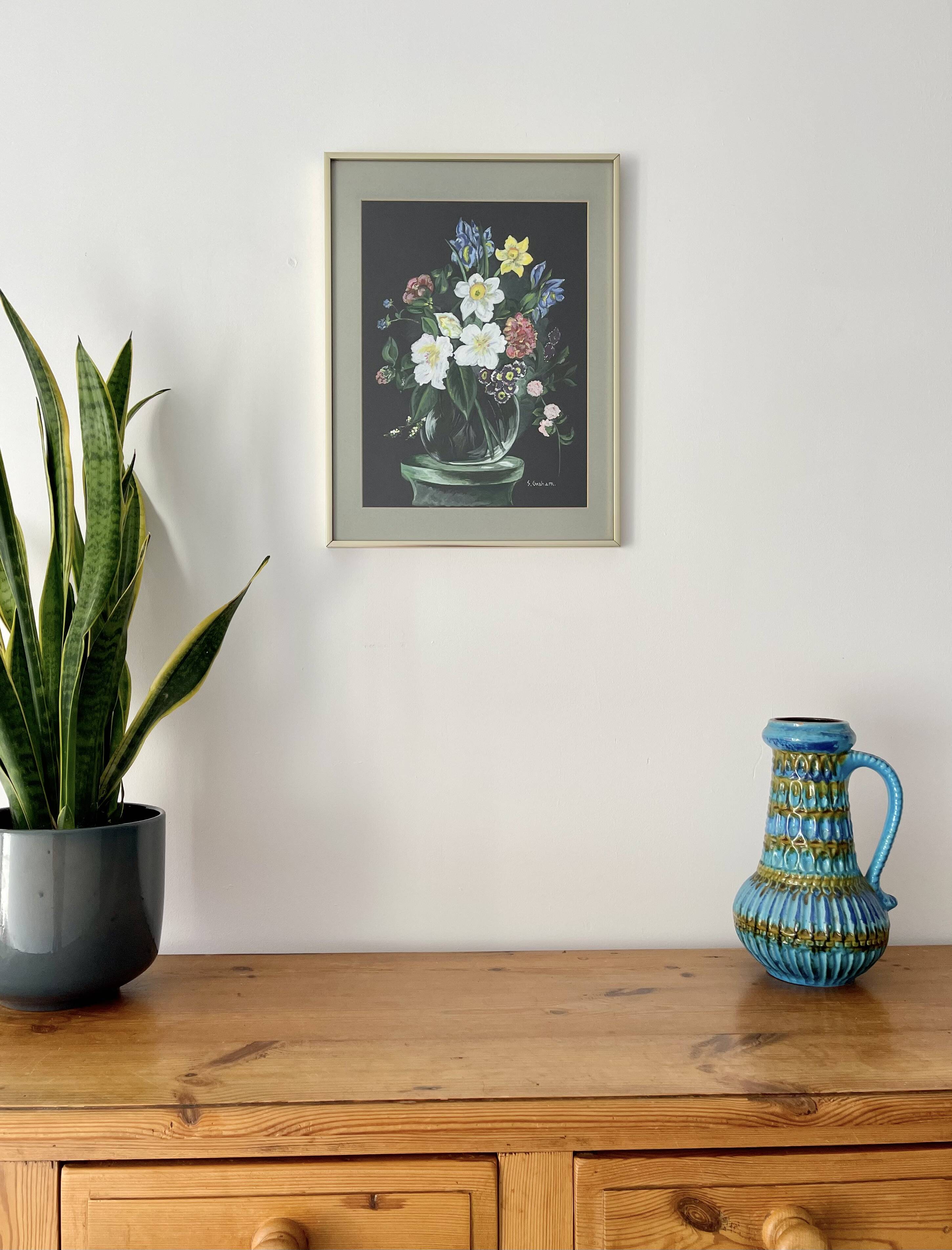 Vintage Still Life Painting of Flowers
