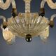 Venetian chandelier in gilded Murano glass with reticello pattern, 6 light arms, circa 1950