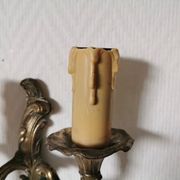 Pair of wall lights, classic style, LouisXV, gold metal, bronze or brass, candle holder effect