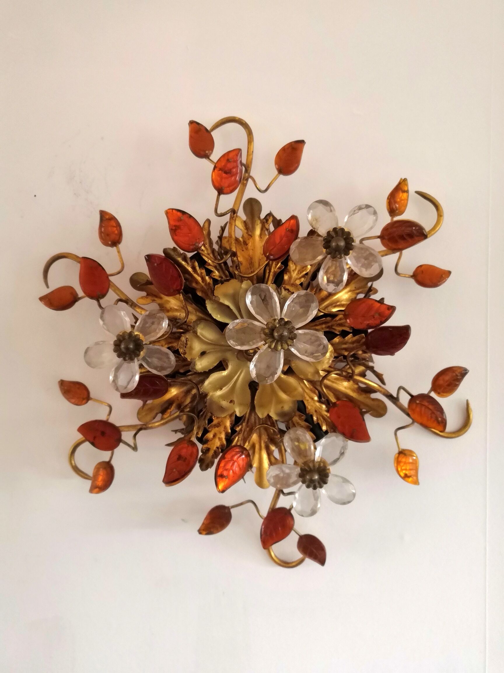 Ceiling lamp or wall lamp Maison Banci gilded metal and Murano glass
