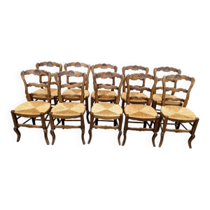 Lot de 10 chaises provençal - massif assise