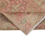 Handmade Vintage Oriental Beige Runner Carpet 77 cm x 331 cm