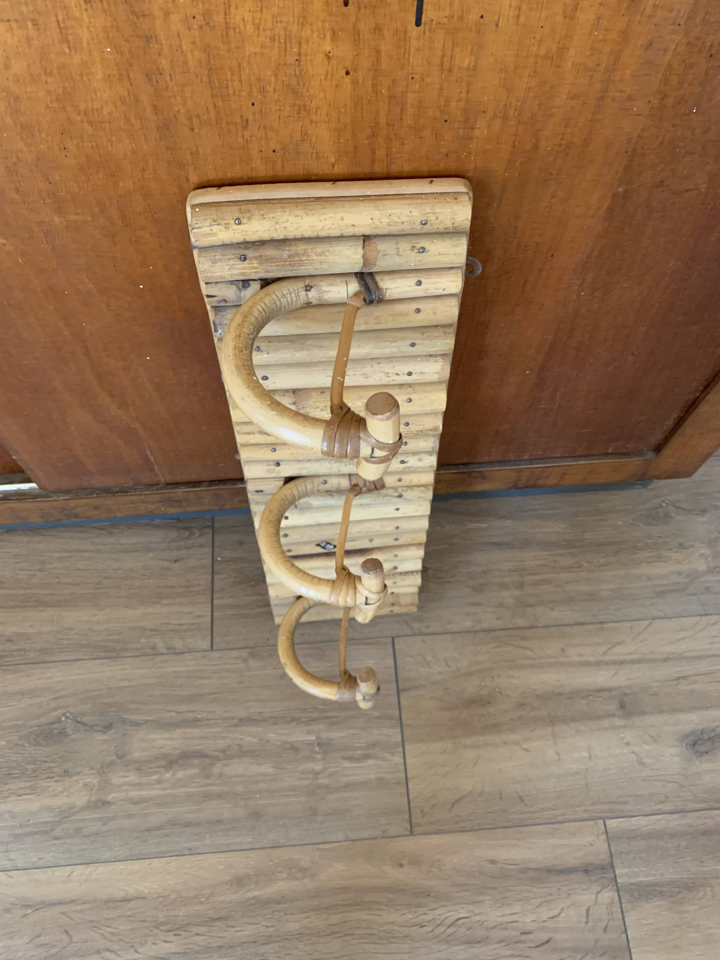 Vintage rattan coat rack