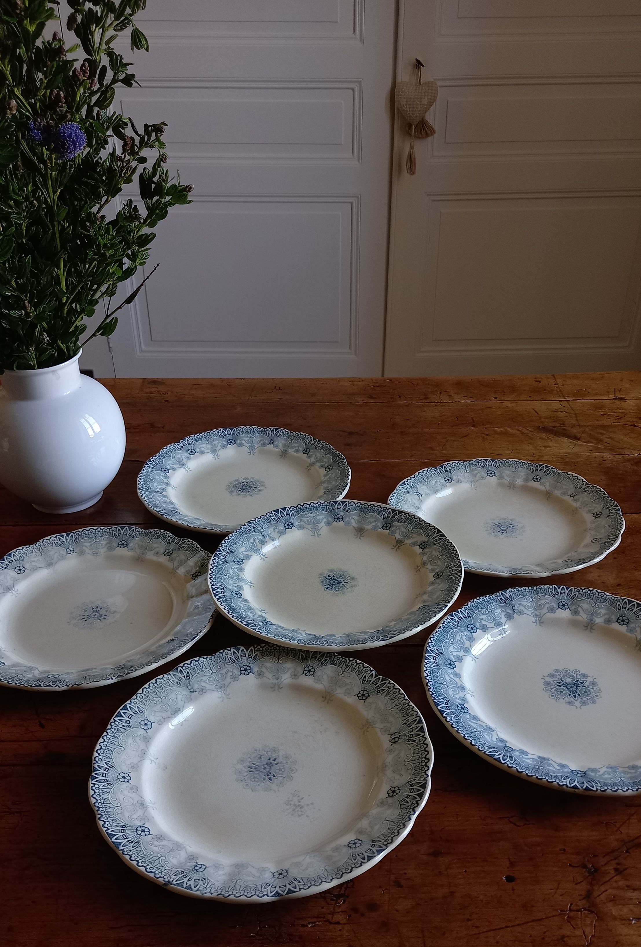 Set of 6 plates iron earth H Boulenger Choisy-le-Roi