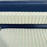 Chrome Bench Green Stripped 1970s Hollywood Regency Modernist Vintage