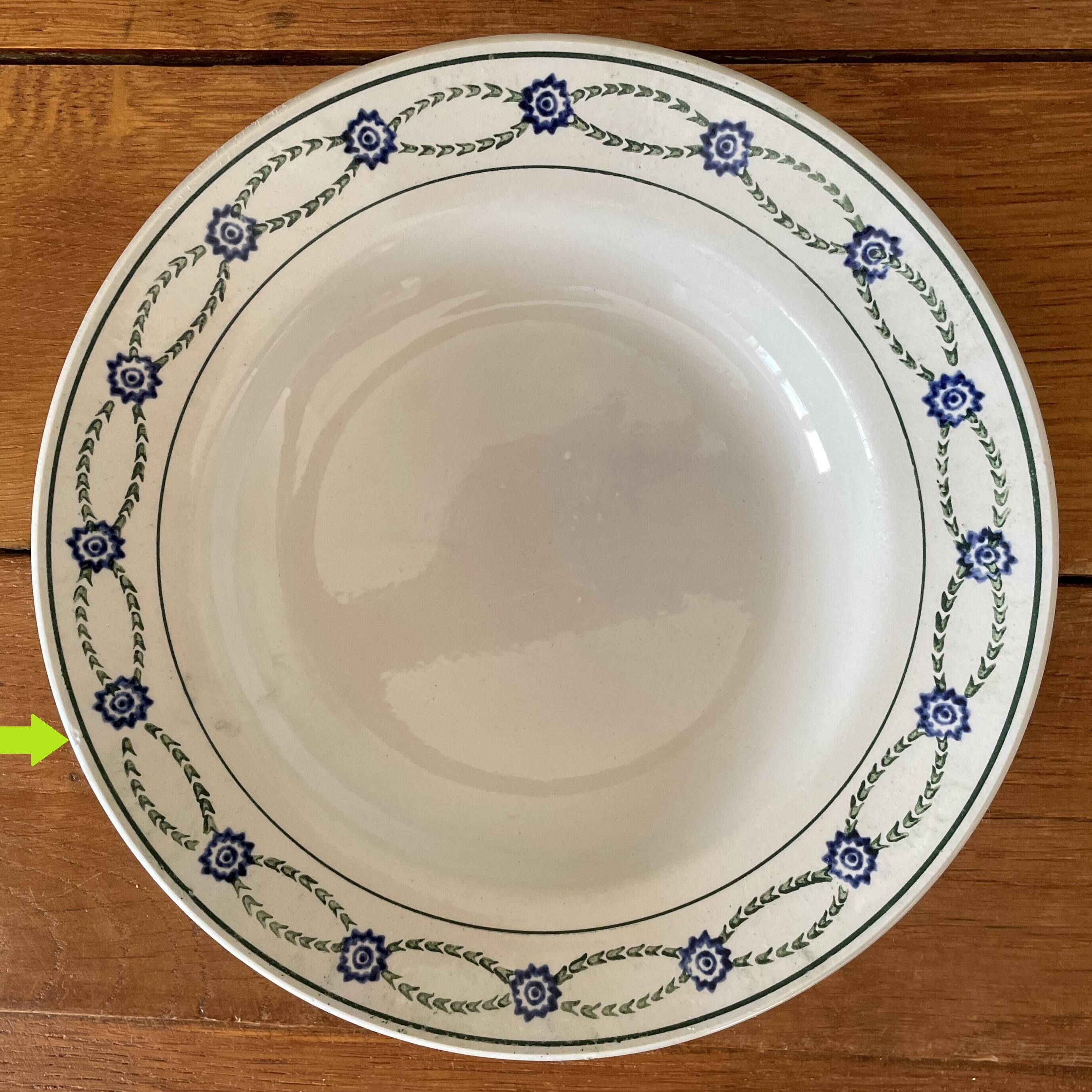 6 antique deep plates in earthenware from Saint-Amand (Nord)