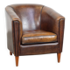 Fauteuil club en cuir de mouton avec passepoil noir