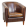 Fauteuil club en cuir de mouton avec passepoil noir