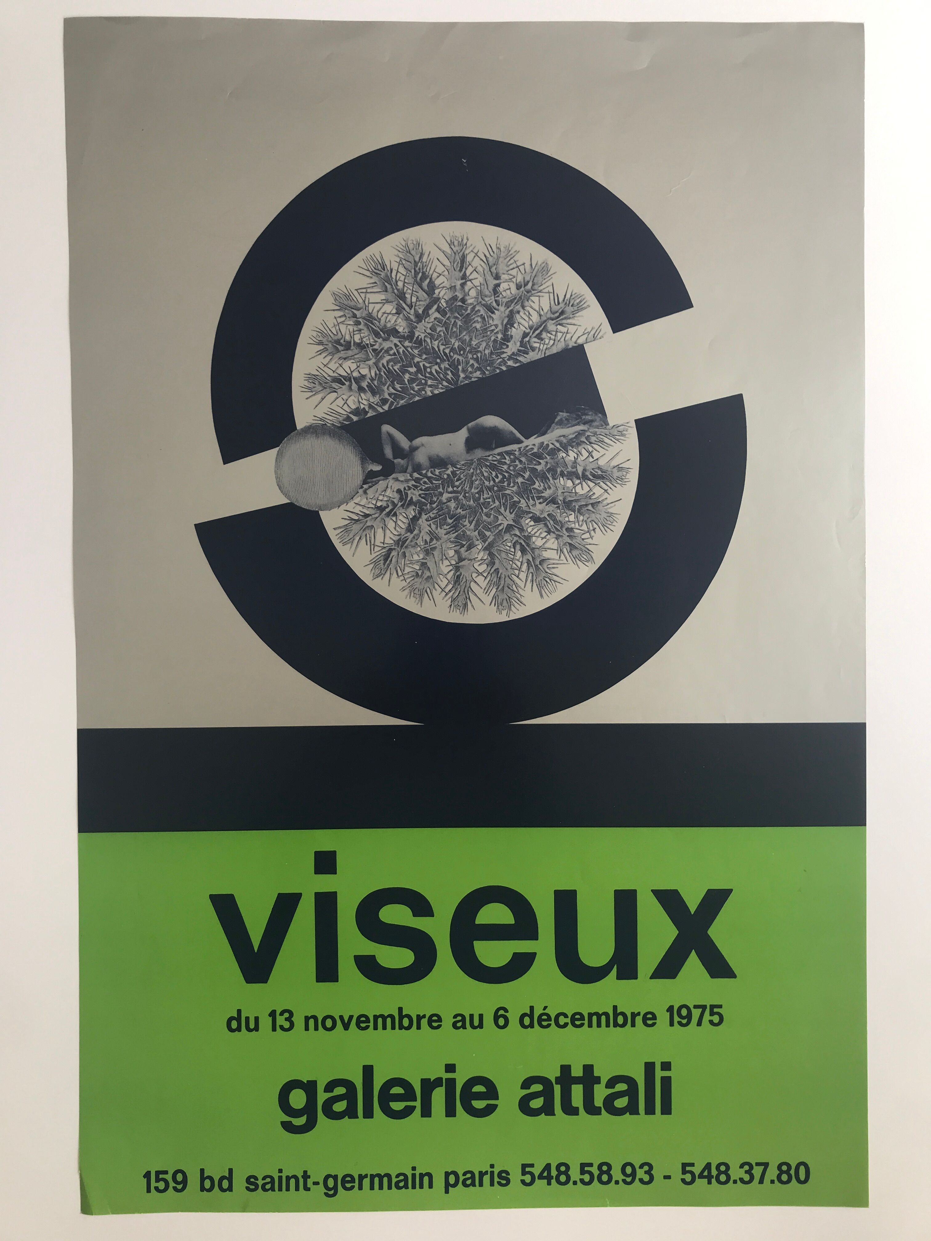 Original silver poster by Claude VISEUX, Galerie Attali, 1975