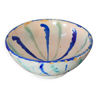 Antique Fajalauza Glazed Terracotta Ceramic Lebrillo Bowl, Granada Spain