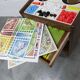 Unique 1960s bedside table with 15 complete games, compass legs, 1960s