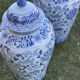 Pair of large vintage Chinese ceramic vases from the 1980s, oriental potiches.