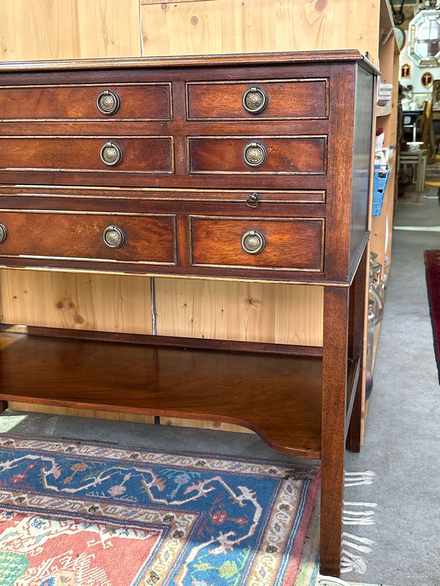 English mahogany sideboard with numerous drawers – sliding top