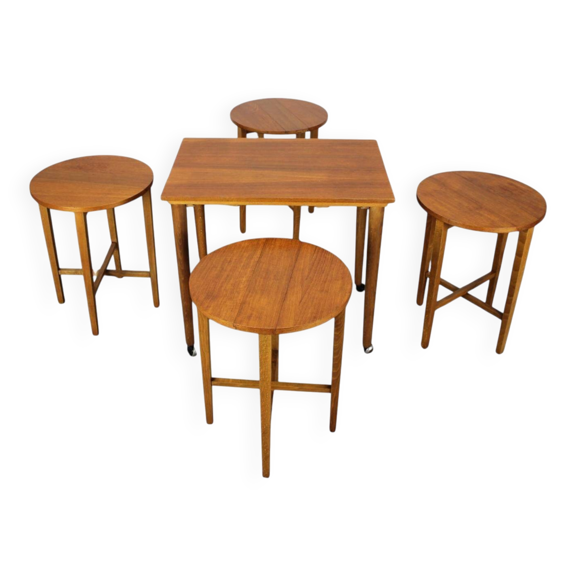 Table pliante et tabourets restaurés du milieu du siècle par Poul Hundevad, Danemark, années 1960