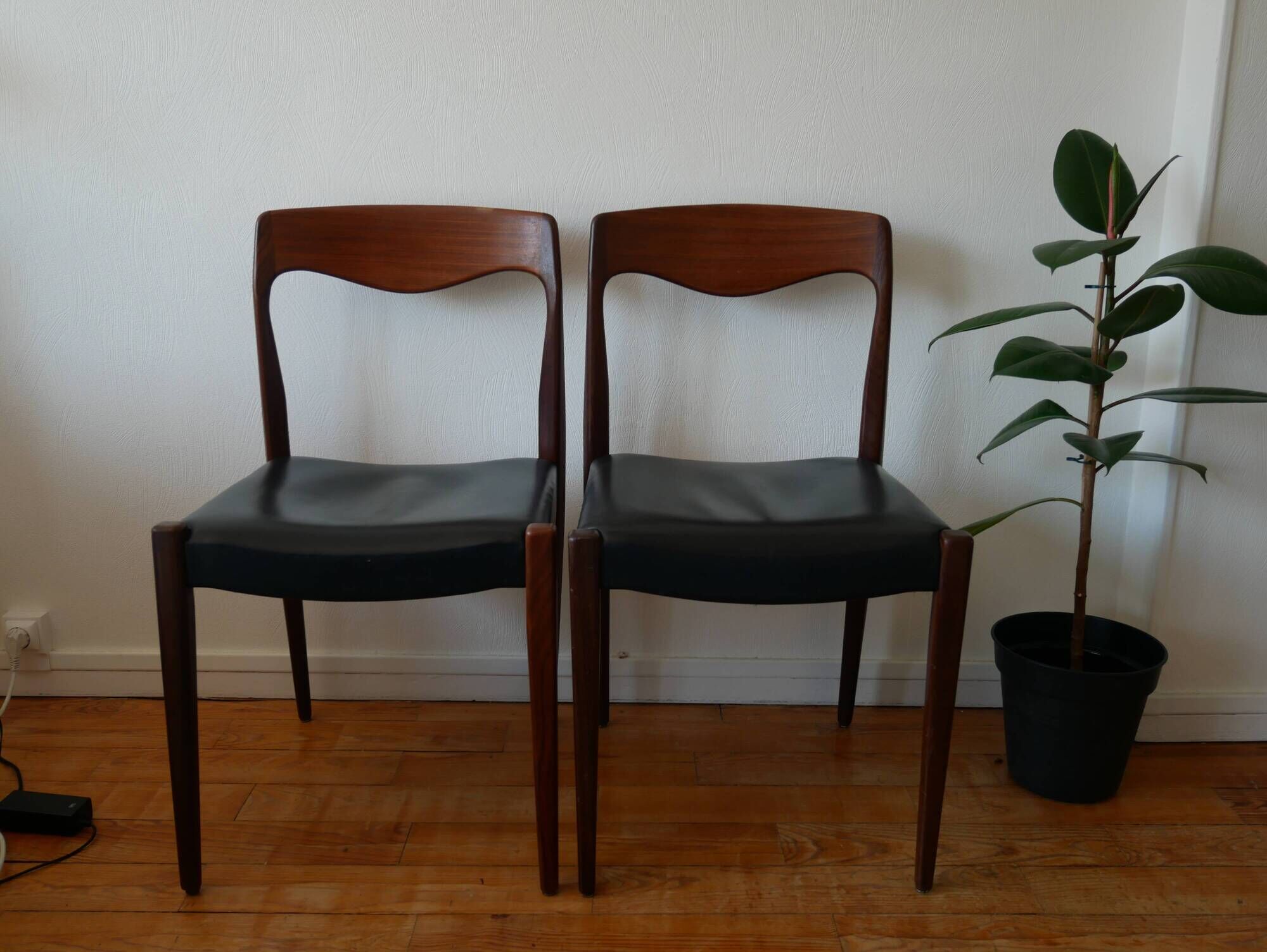 Pair of Scandinavian teak chairs by Niels O. Moller circa 1950