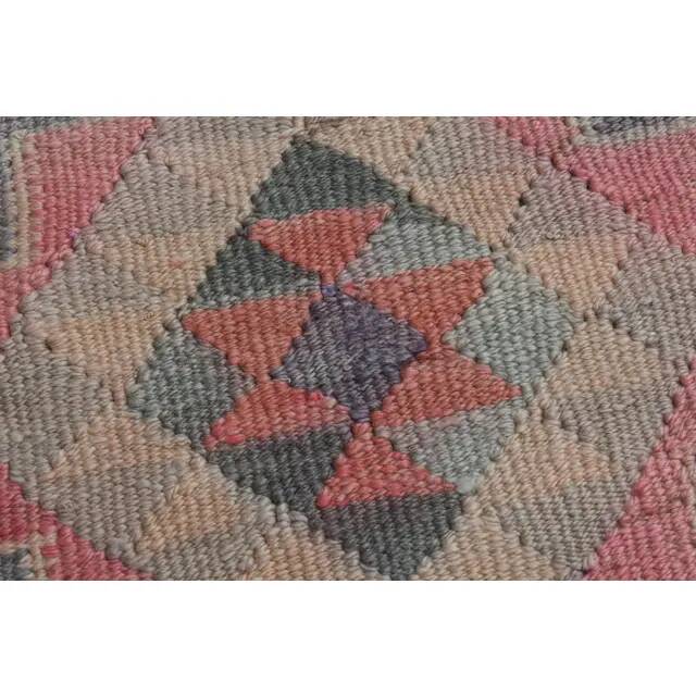 1970s Vintage Turkish Handmade Wool & Cotton Pink Runner Rug