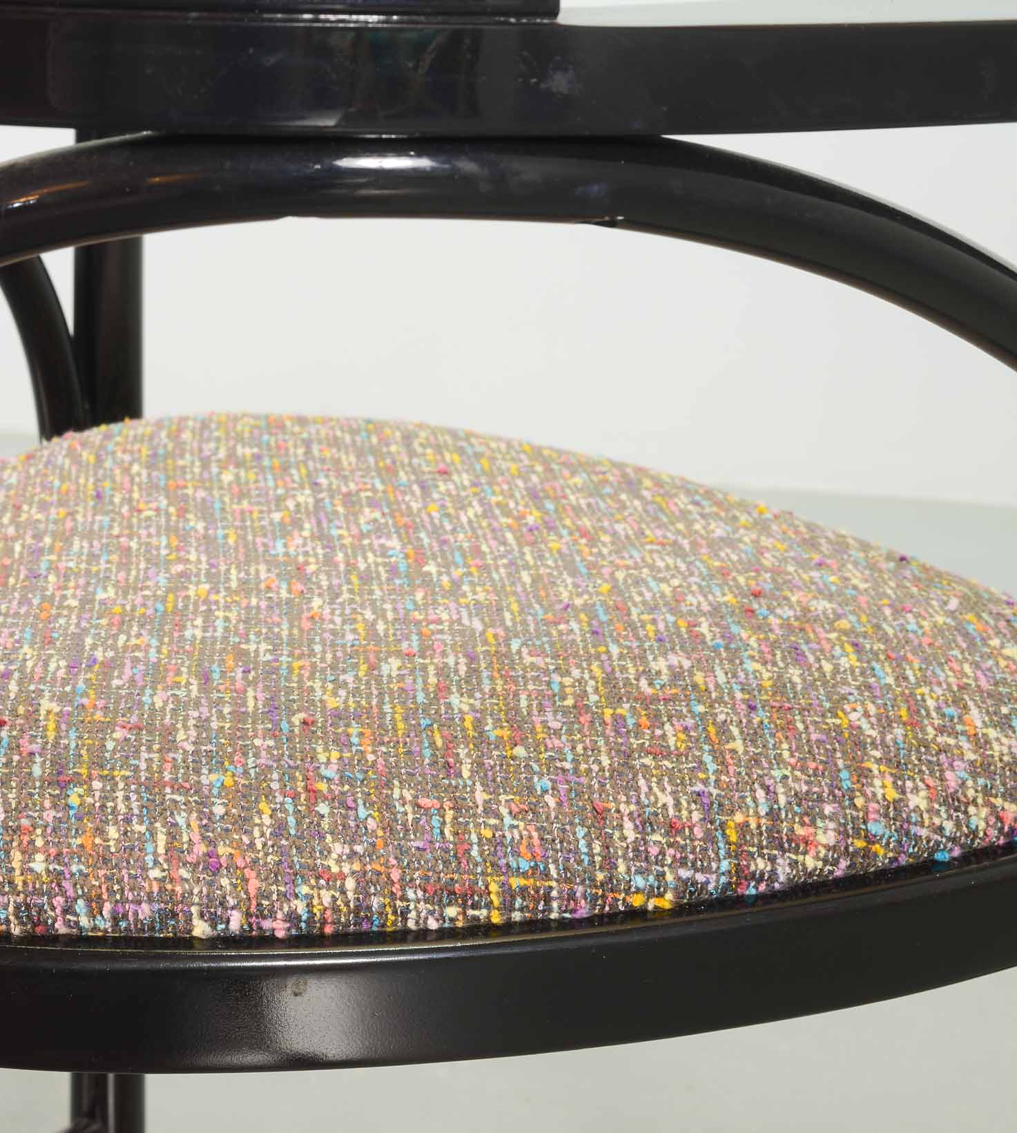 4 Wooden Black Lacquered Thonet Triangle Dining Chairs Model 87, 1980s