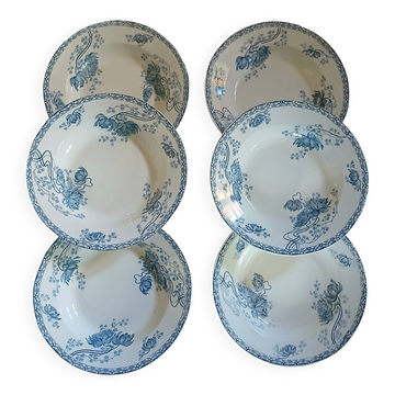 6 assiettes creuses anciennes en Terre de fer 