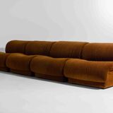 Modular sofa in rust brown velvet by Doimo, 1970s