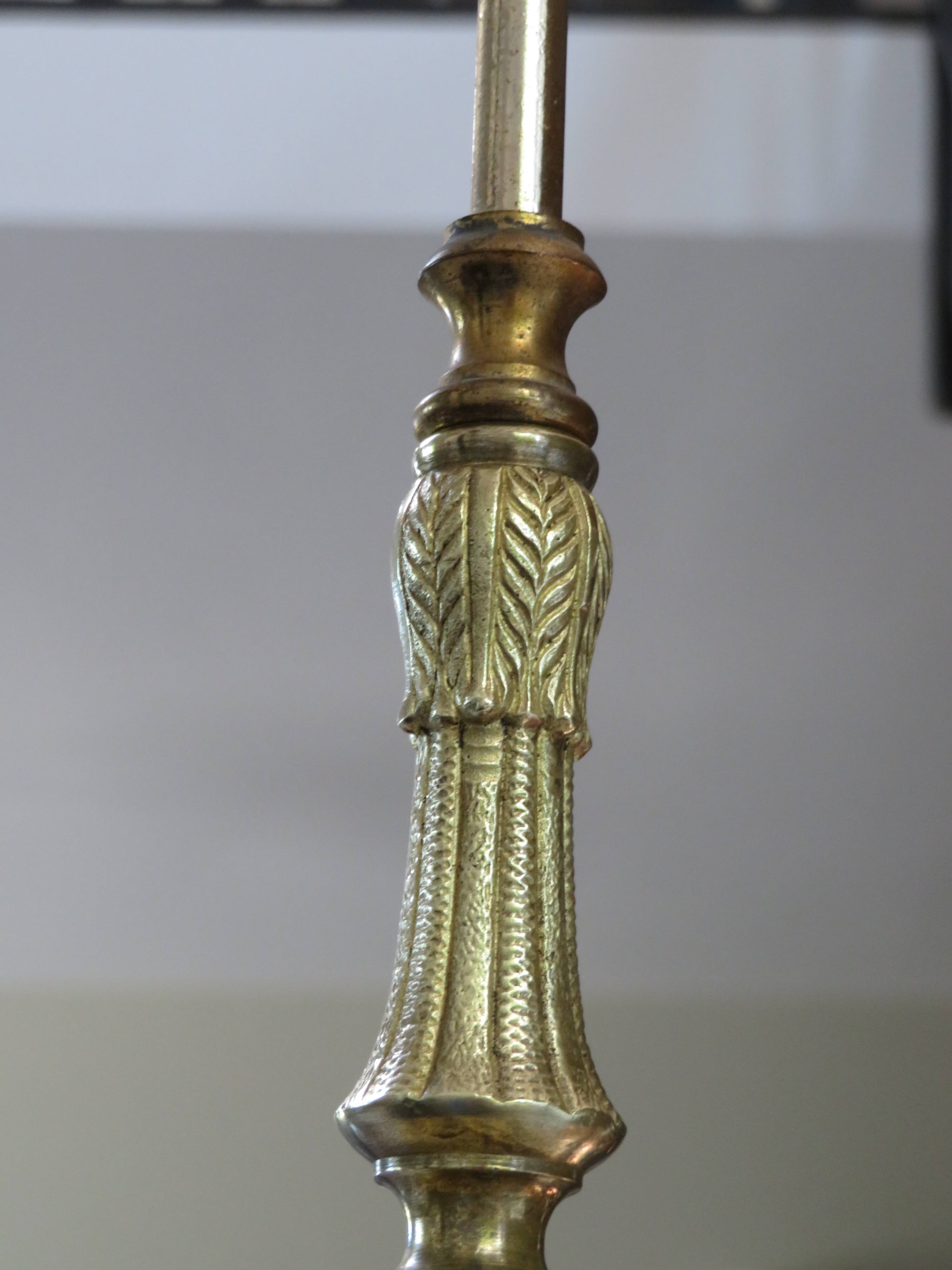 Bronze and blue porcelain floor lamp from the early 20th century.