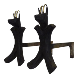 Pair of zoomorphic cast iron chimney pegs representing Isards. 50s