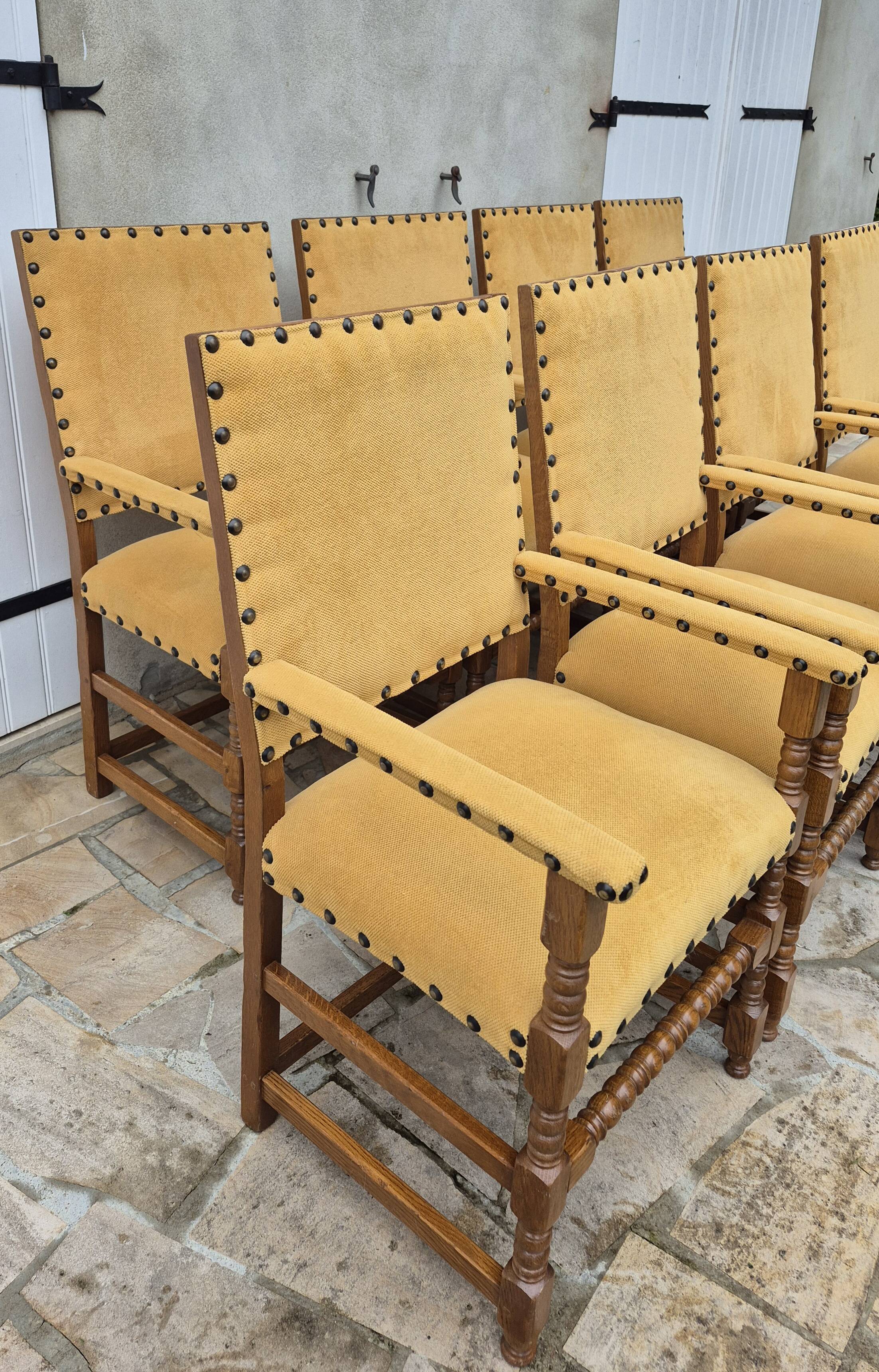 9 armchairs in the Louis XIII style