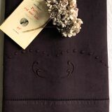 Old linen and cotton sheet tinted eggplant