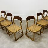 6 Baumann Bémol sled chairs in cane