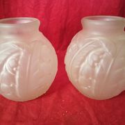 Pair of art deco pressed glass vases "joma montreuil"
