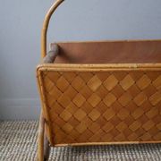 Vintage rattan bamboo magazine rack Scandinavian country decoration handmade woven