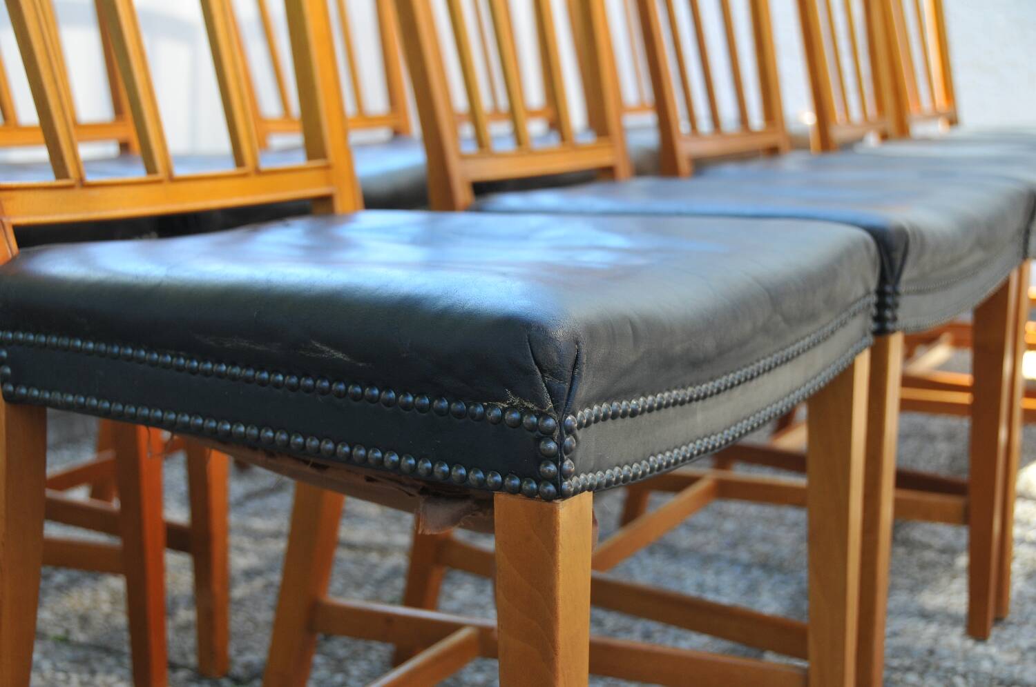 10 antique Josef Frank model 620 chairs in walnut wood from Svenskt Tenn.