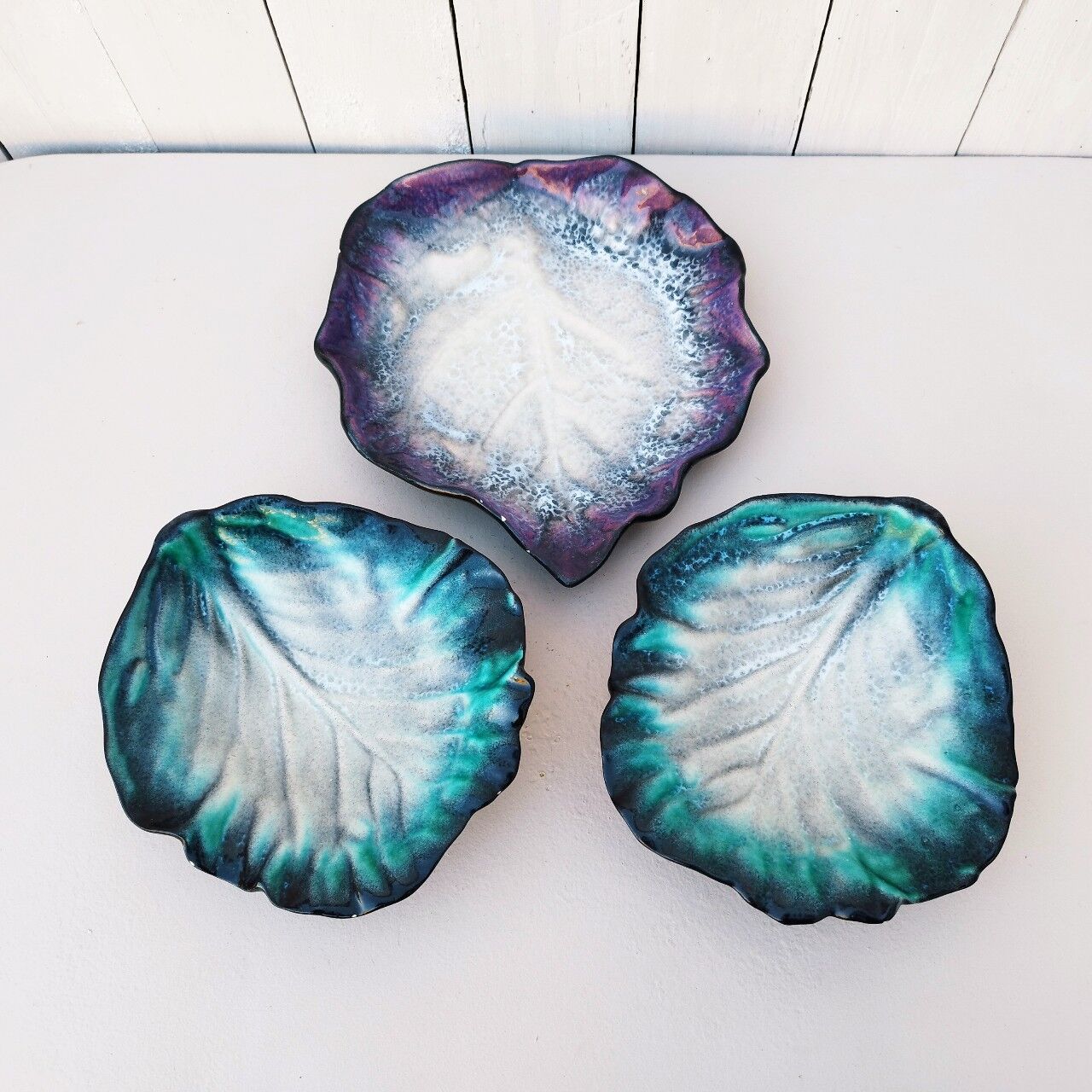 Plates ceramic cabbage leaf Chambost