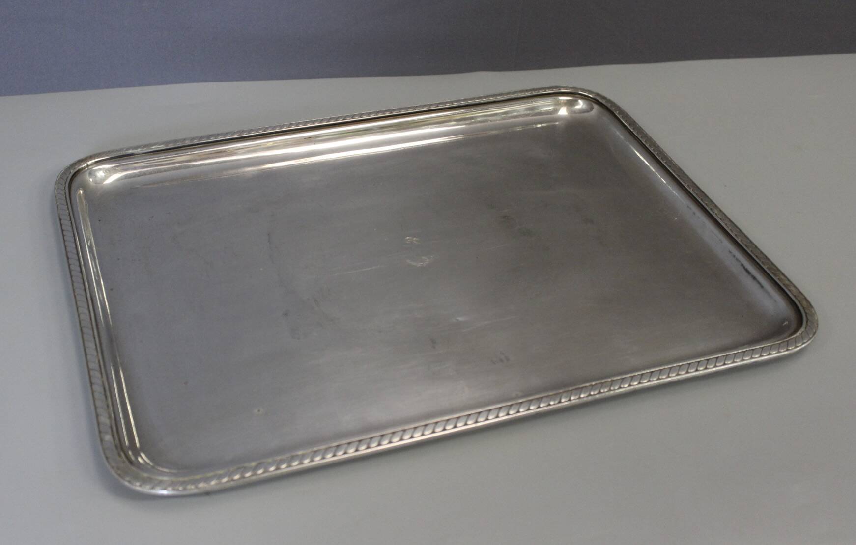 Silver-Plated Service Tray with Marine Anchor