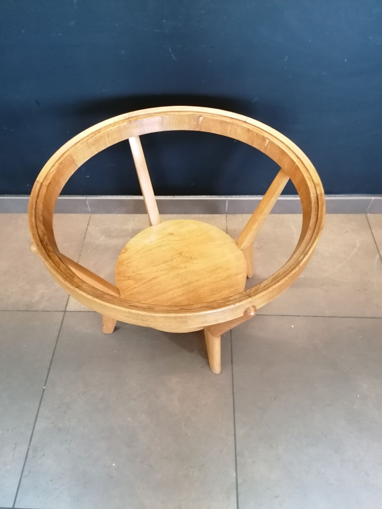Round wooden coffee table, glass top, Czech, 50s, Kozeelka & Kropacek