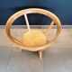 Round wooden coffee table, glass top, Czech, 50s, Kozeelka & Kropacek