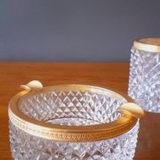 1950s Baccarat crystal and gold-plated metal smoker's kit