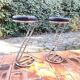 Set of high stools in chrome metal and vintage 80s leather Z