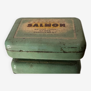 Boîte vintage métal pastilles salmon