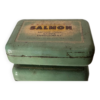 Boîte vintage métal pastilles salmon