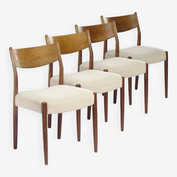 Set of four mid century walnut dining chairs, 1960s