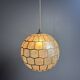 Midcentury mother of pearl Capiz shell & brass sphere large pendant, 1960s