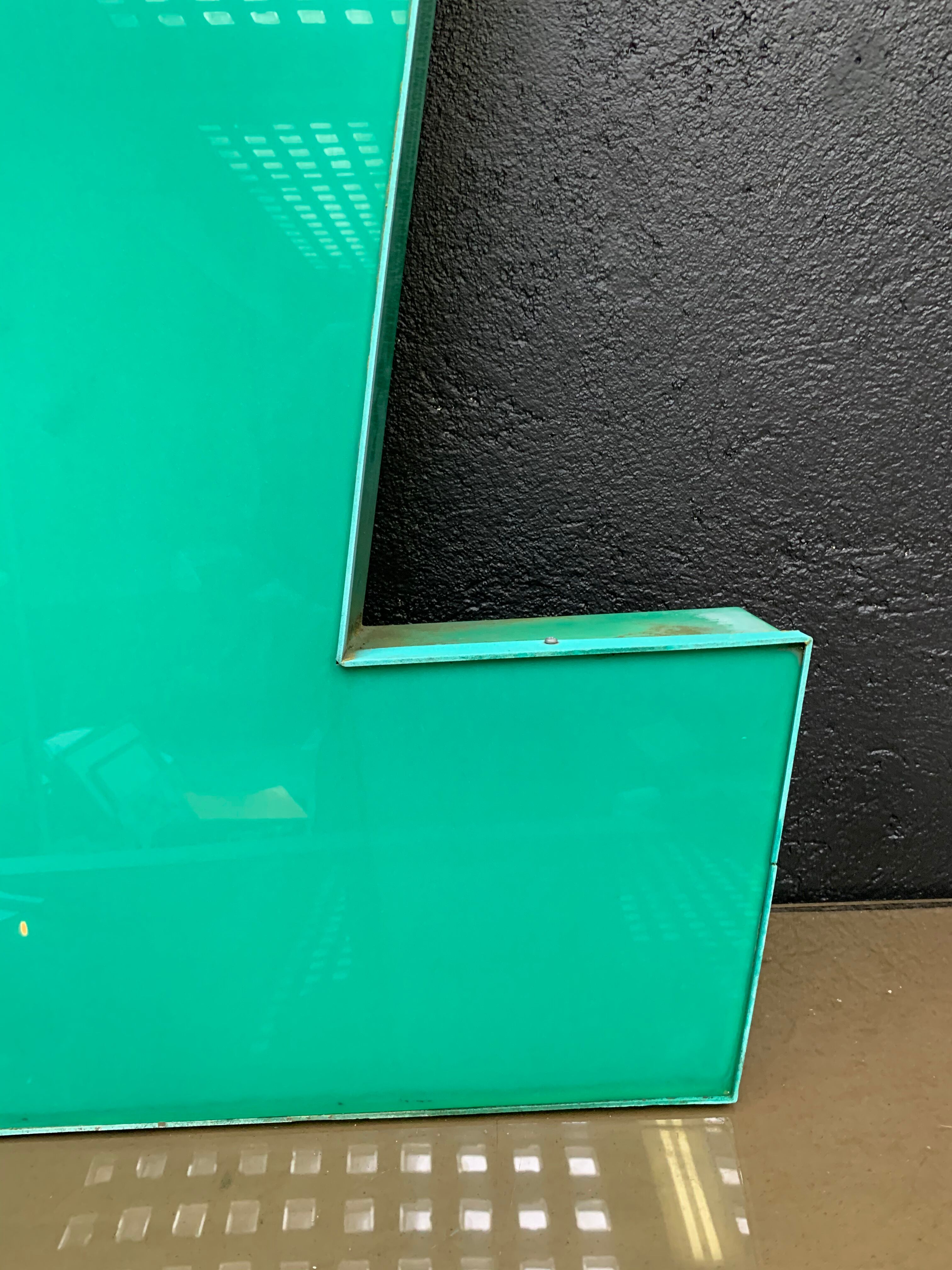 Old letter in metal and plexiglass, industrial deco