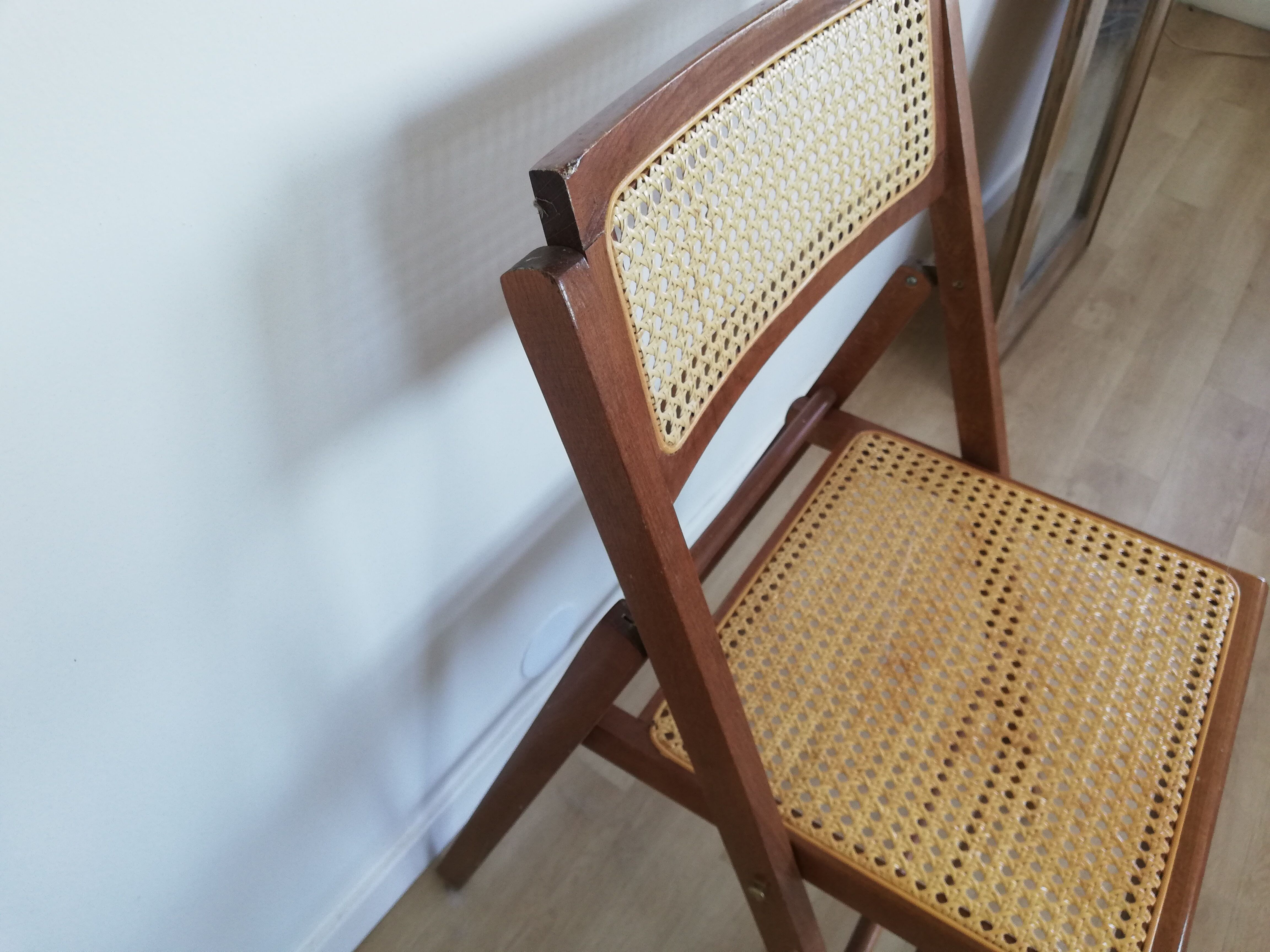 Vintage folding caning chair