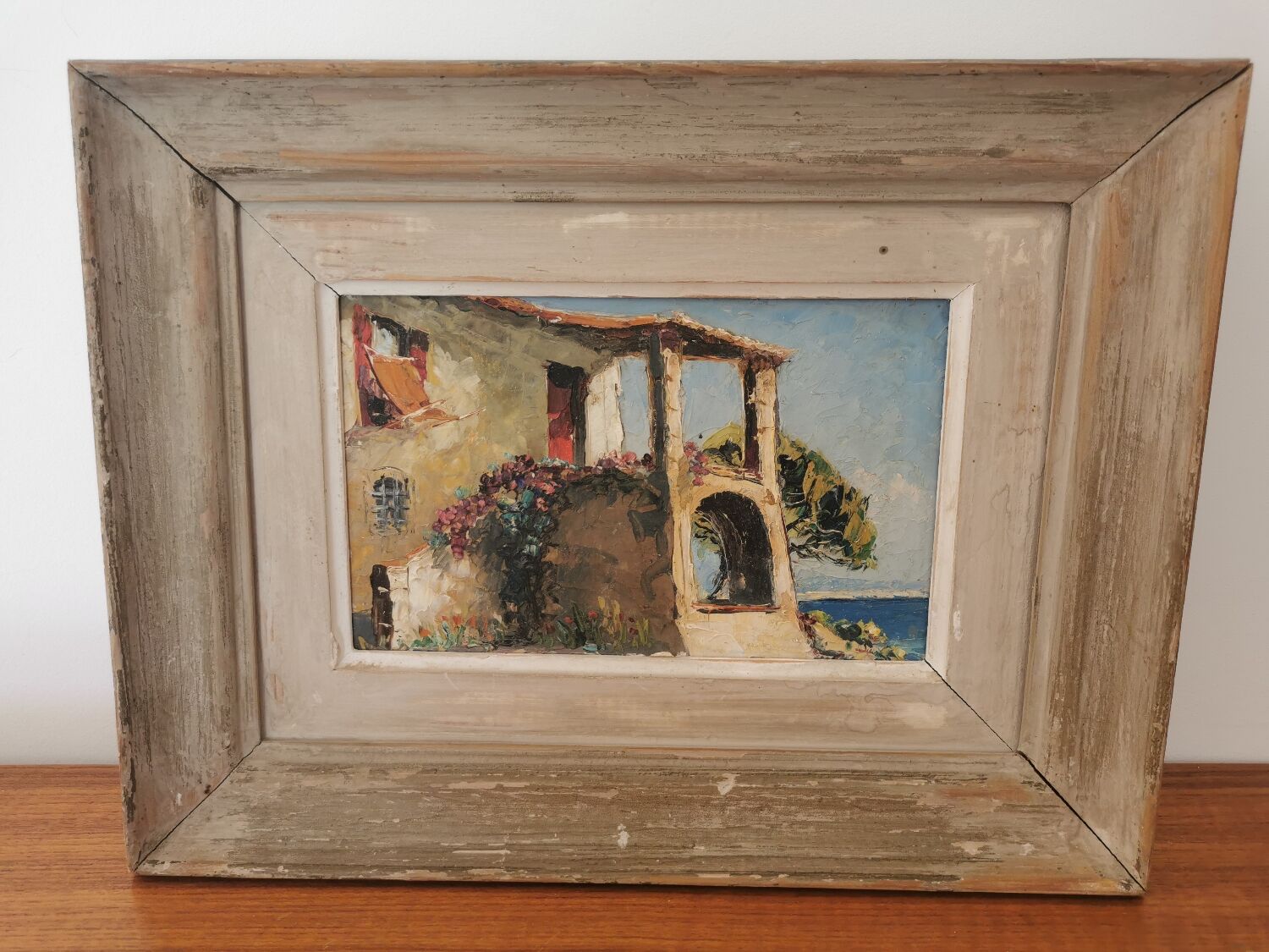 Huile sur toile, tableau encadré paysage du sud