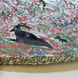 Assiette décorative en céramique émaillée plâtre  décor chasse préhistorique